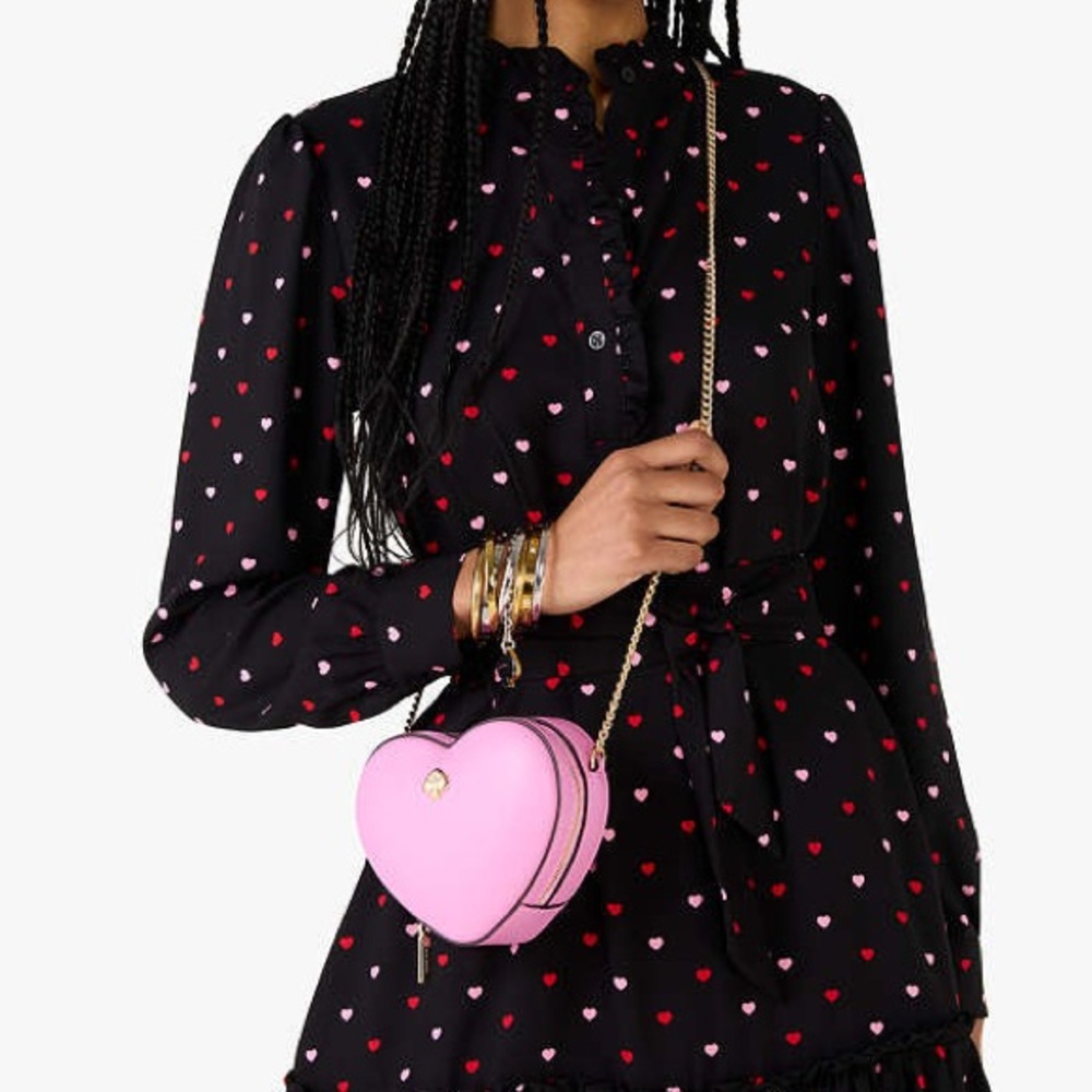 ♠️kate spade Love Shack 3D Mini Heart Crossbody, Surf Pink NWT - Picture 2 of 14